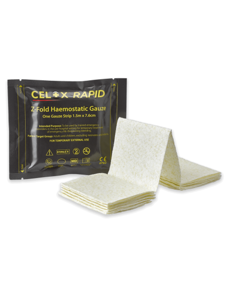 CELOX – Hämostatische Schnellverband-Gaze, 1,5 m, Z-Falz